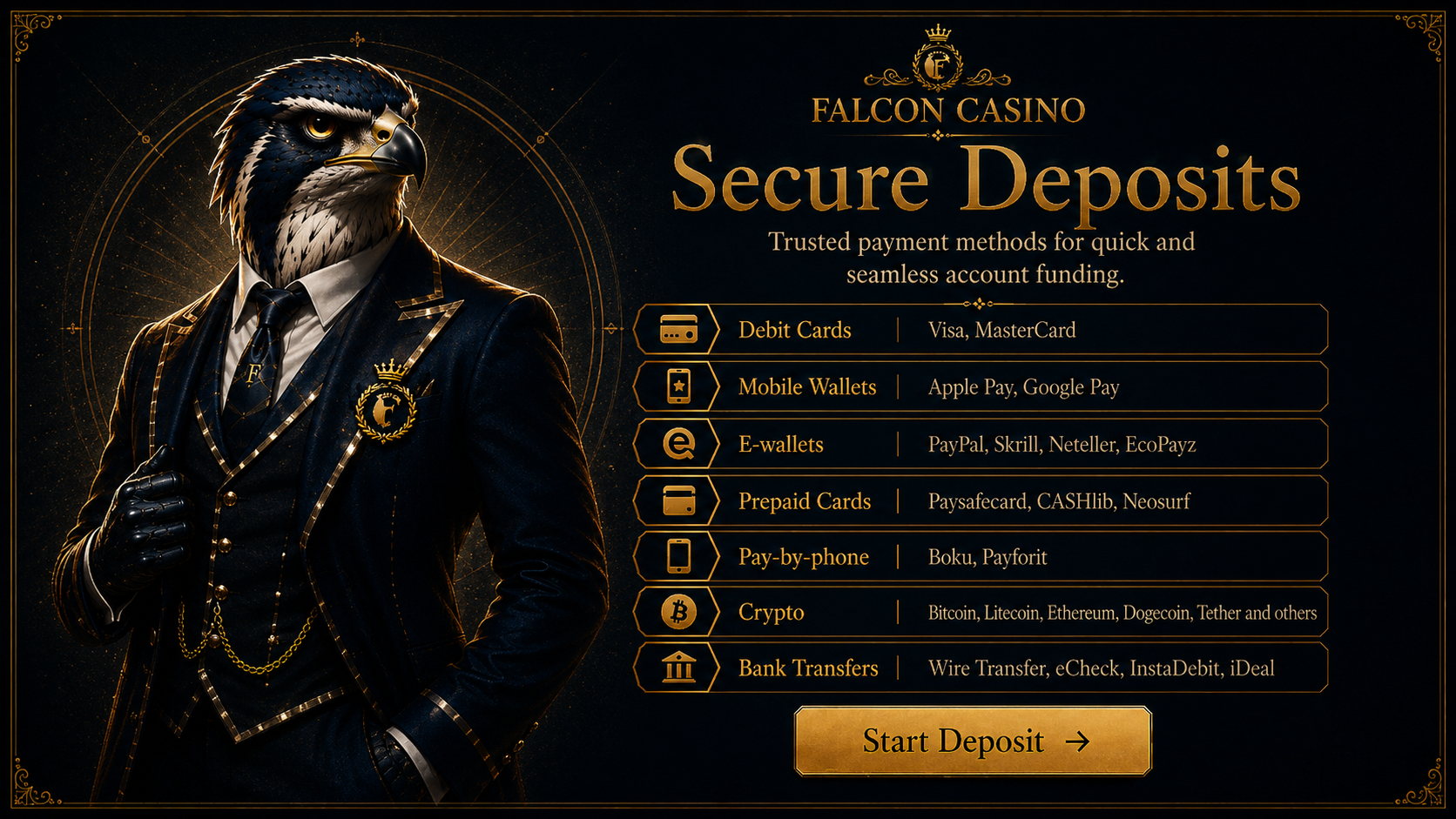 How to Deposit at Falcon Casino – Methods, Limits & Times