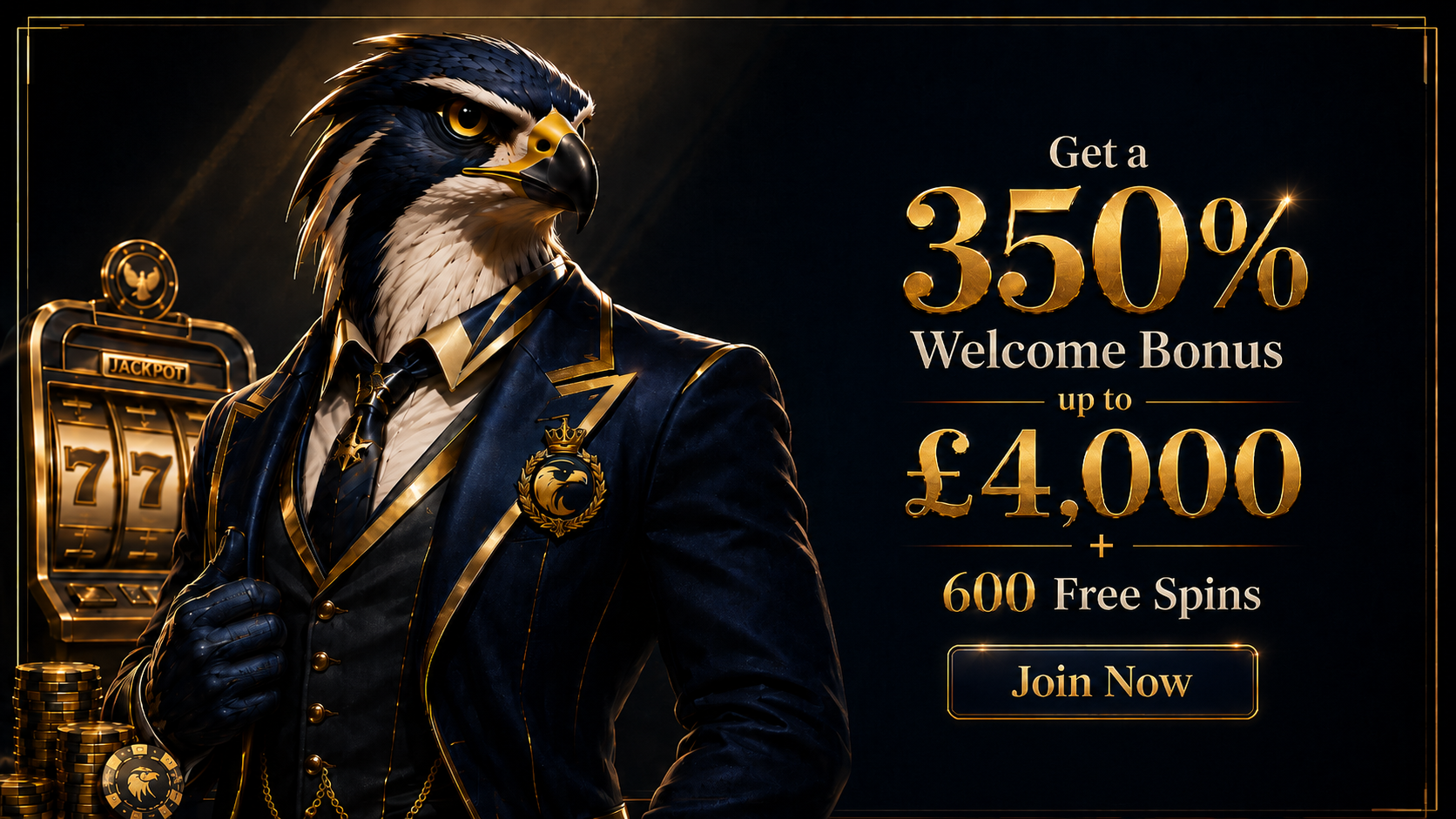 Falcon Online Casino UK – 350% Welcome Bonus up to £4,000 + 600 Free Spins